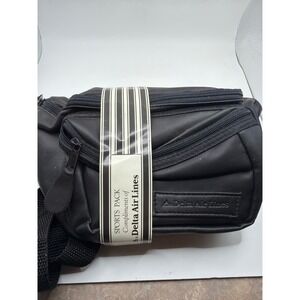 Vintage 1997 Delta Air Lines Sports Pack Fanny Pack Amenity Kit Travel Bag Black